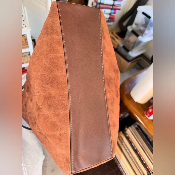 Coach NWT Honey Brown Suede Evelyn Large Shoulder Bag - Picture 8 of 13